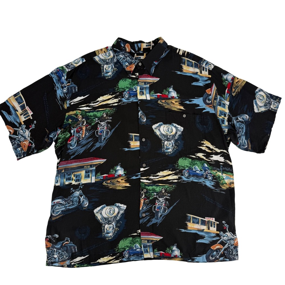 Harley Davidson Tori Richard Hawaiian Shirt 2XL Made in Hawaii 100% Viscose 90s
